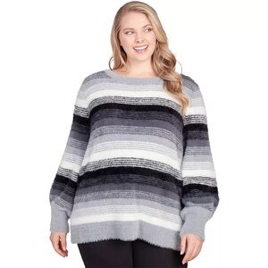 Ruby Rd. Must Haves‎ II Furry Eyelash Striped Sweater 2X